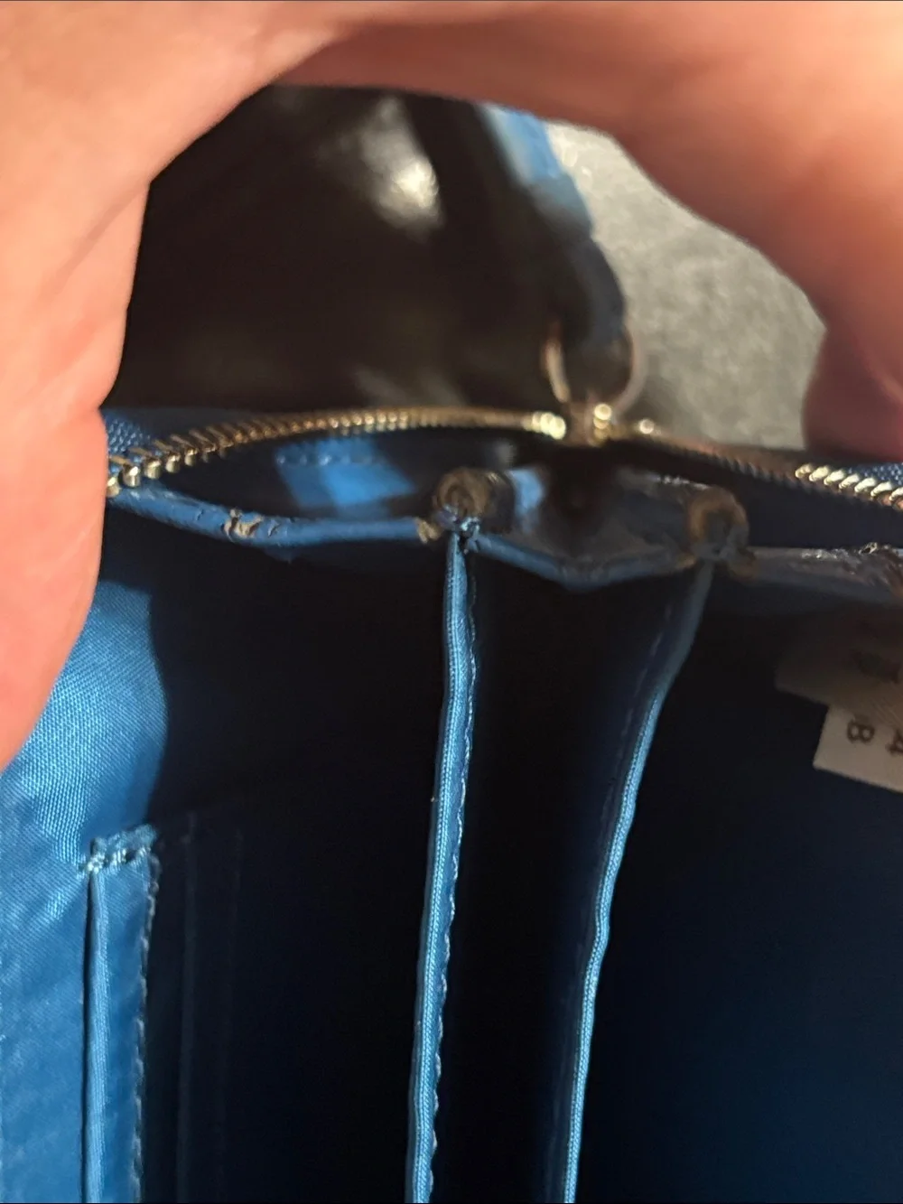 Coach Bright Blue Leather Zip Wristlet with Gold Logo